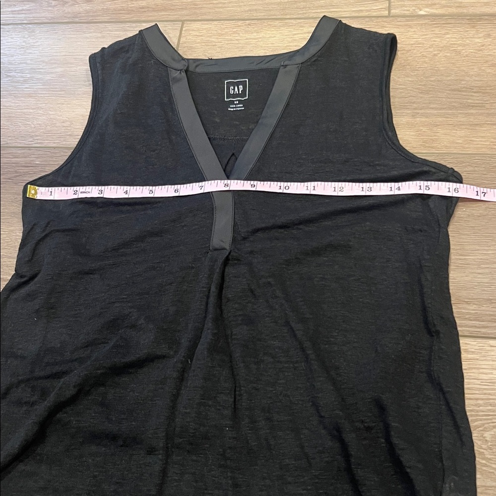 GAP Size XS Black Sleeveless Sheer Tank Top Hi-Low 100% Linen - Picture 5 of 10